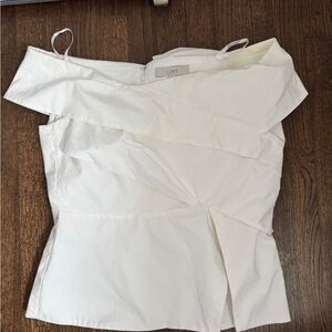 LOFT White Off-Shoulder Peplum Blouse